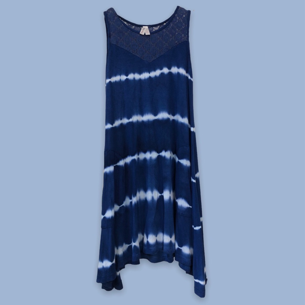 Girls Size 8 Pink Elephant Blue Tie Dye Tank Flowy Dress